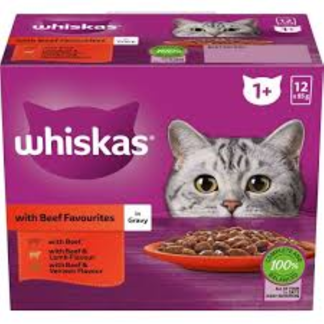 WHISKAS POUCH ADULT MEAT SELECTION IN GRAVY 85G